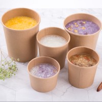 Factory price 560ml disposable custom printed take away kraft paper bowl soup bowl with lid