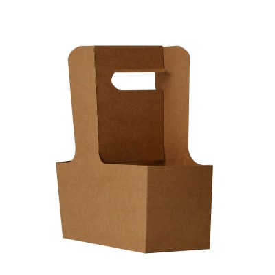 Disposable kraft paper carrier to go coffee holder brown kraft paper holder