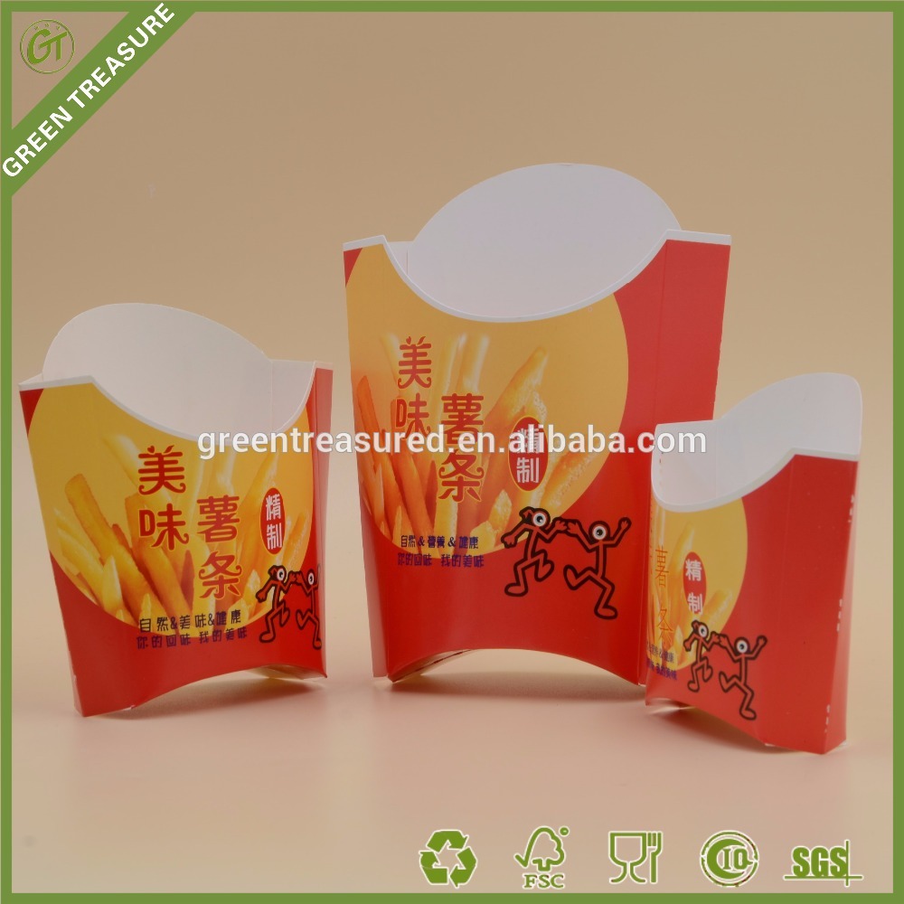 Promotional French Fries chip scoop Custom french fries packaging container Greaseproof Food Packaging box