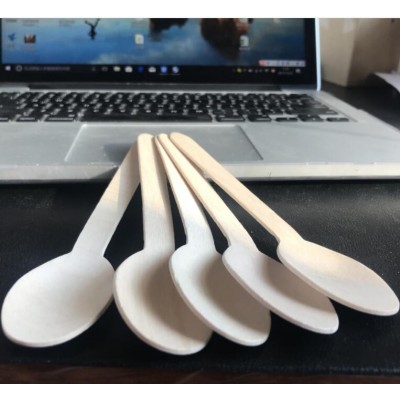 Disposable Eco-friendly Birch Wood Flat Wooden Tasting Spoon Disposable Wooden Spoons