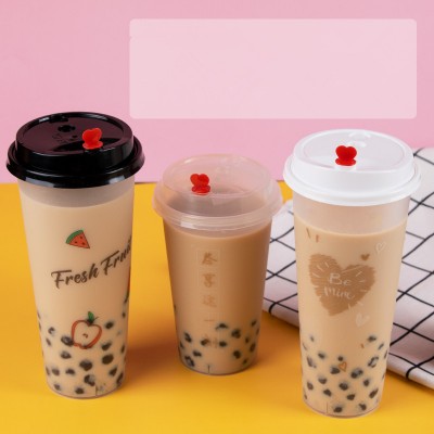 700ml PP food grade transparent custom disposable plastic cup drink milk tea cup coffee juice cup with lids