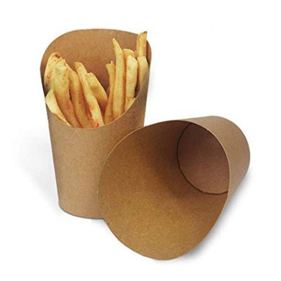 Eco-Friendly Compostable 12 16oz Disposable kraft paper french potato chips holder scoop paper cups french fries box